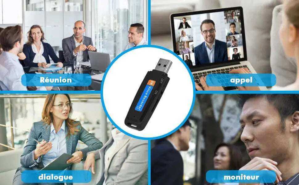 USB مسجل صوت صغير مثالي للاجتماعات والمكالمات والتسجيلات الصوتية بجودة عالية.
